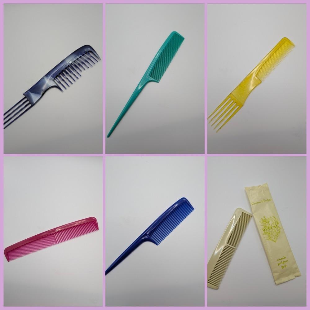 Vtg 90s USA Hair Comb Lot Glitter Hair Tool Pink Retro Y2K Revlon‎